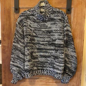 Black and White Balloon Sleeve Sweater